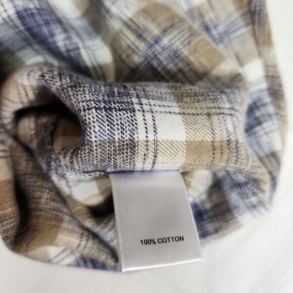 Solaris Shirt Men's Tall Man Cream White  Plaid ButtonUp Long Sleeve Size XLT 14 - Picture 13 of 15